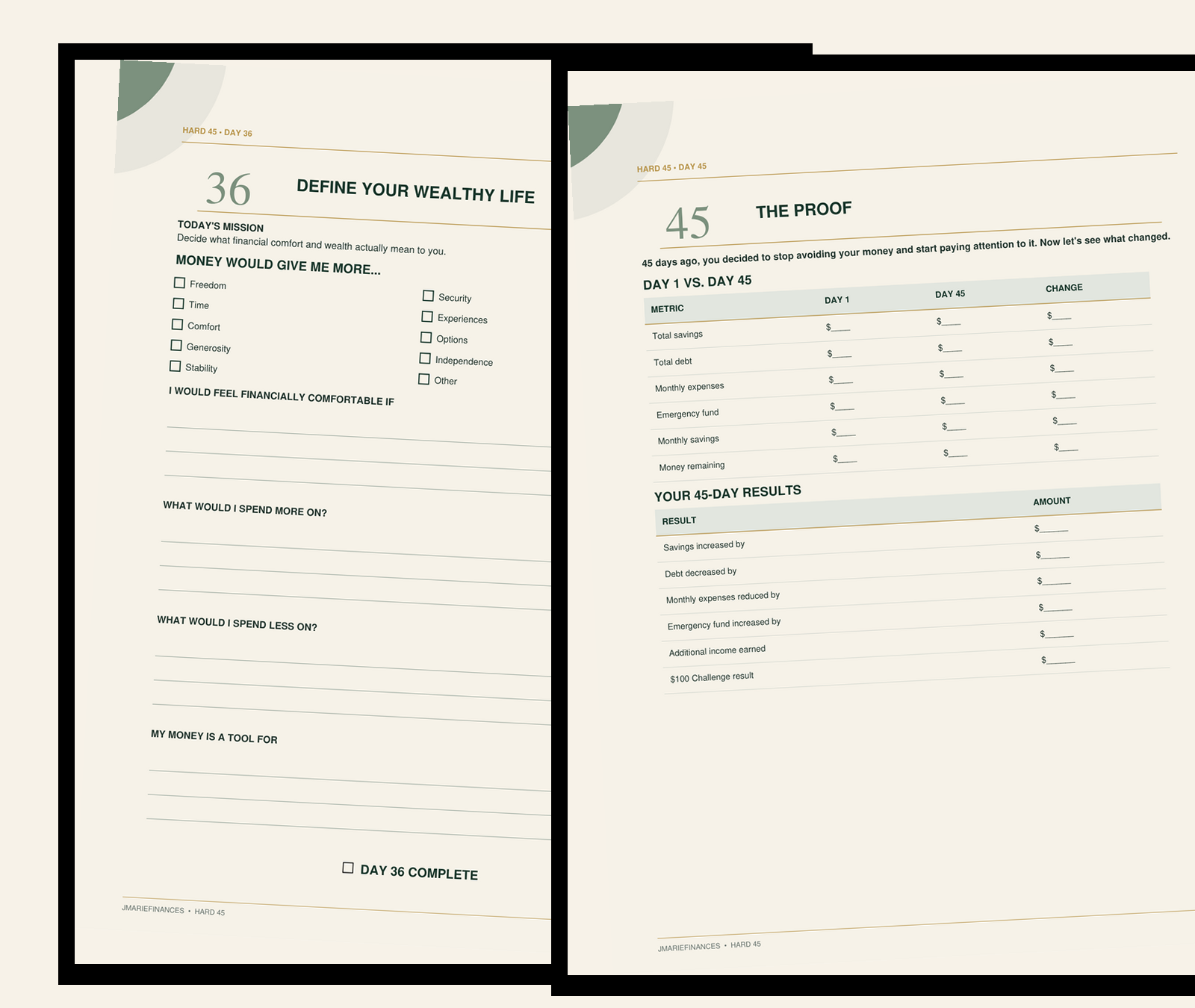 Hard 45 daily money challenge and workbook preview