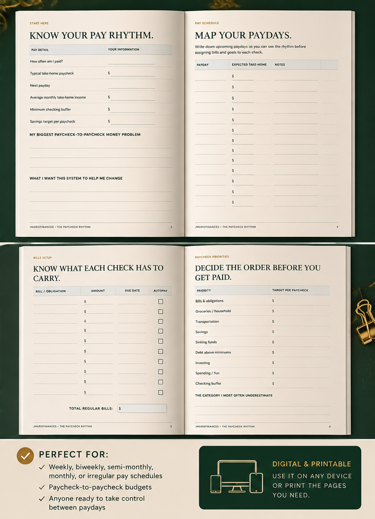 Paycheck Rhythm bills, spending, and sinking funds preview